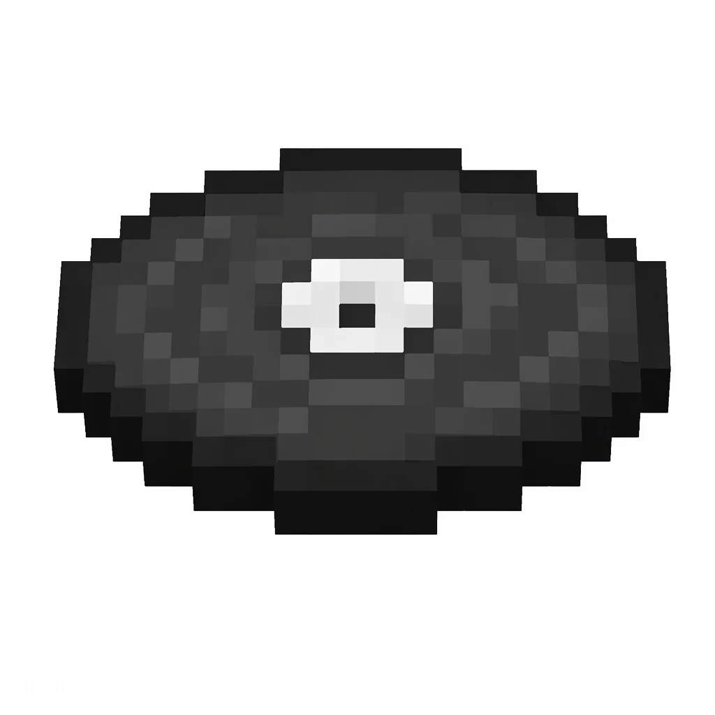 Pixel art illustration of a black music disc with a white center label
