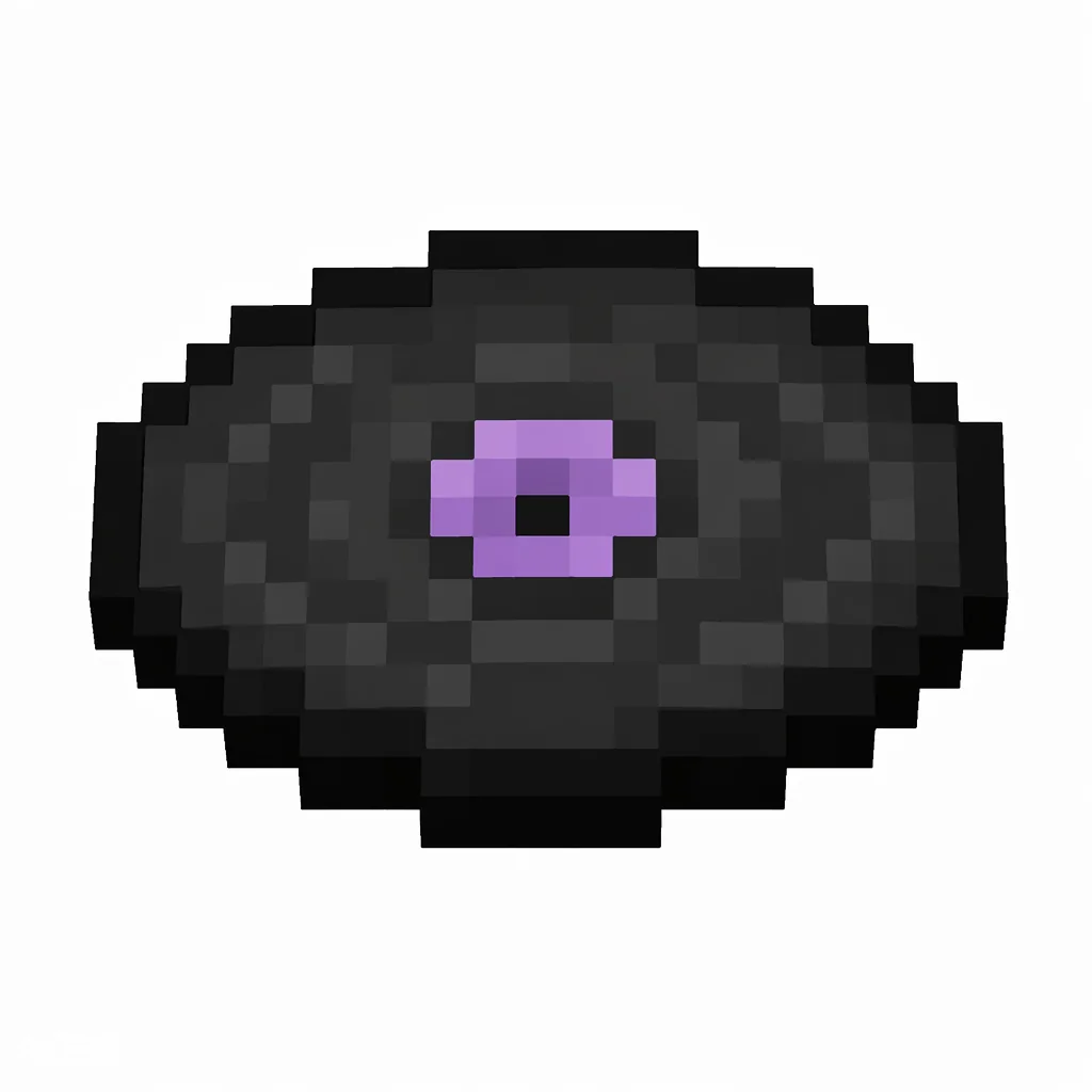 Pixel art illustration of a black music disc with a light purple center label