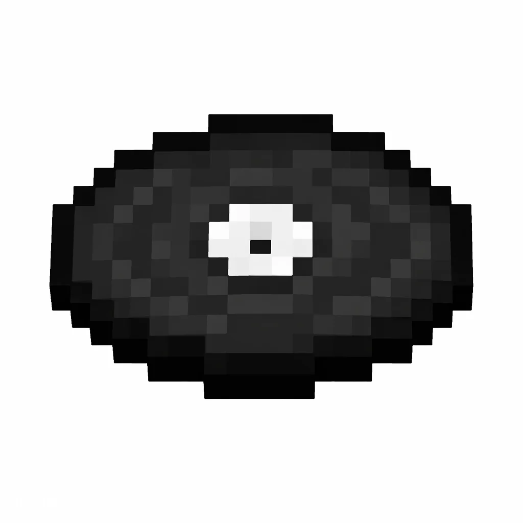 Pixel art illustration of a black music disc with a white center label