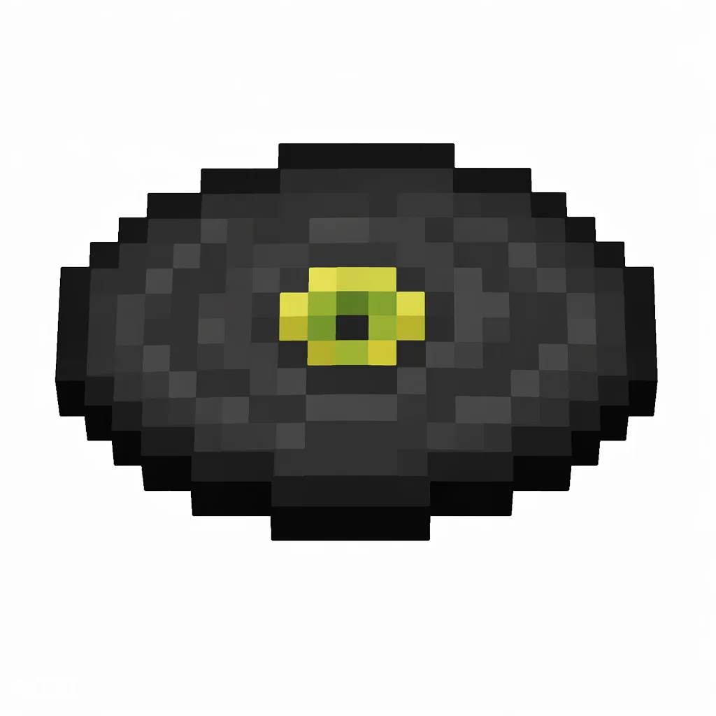 Pixel art illustration of a black music disc with a light green center label