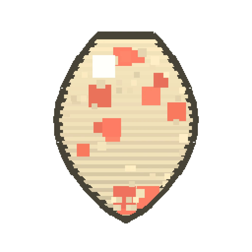 Pixel art illustration of a nautilus spawn egg with a two-tone speckled shell