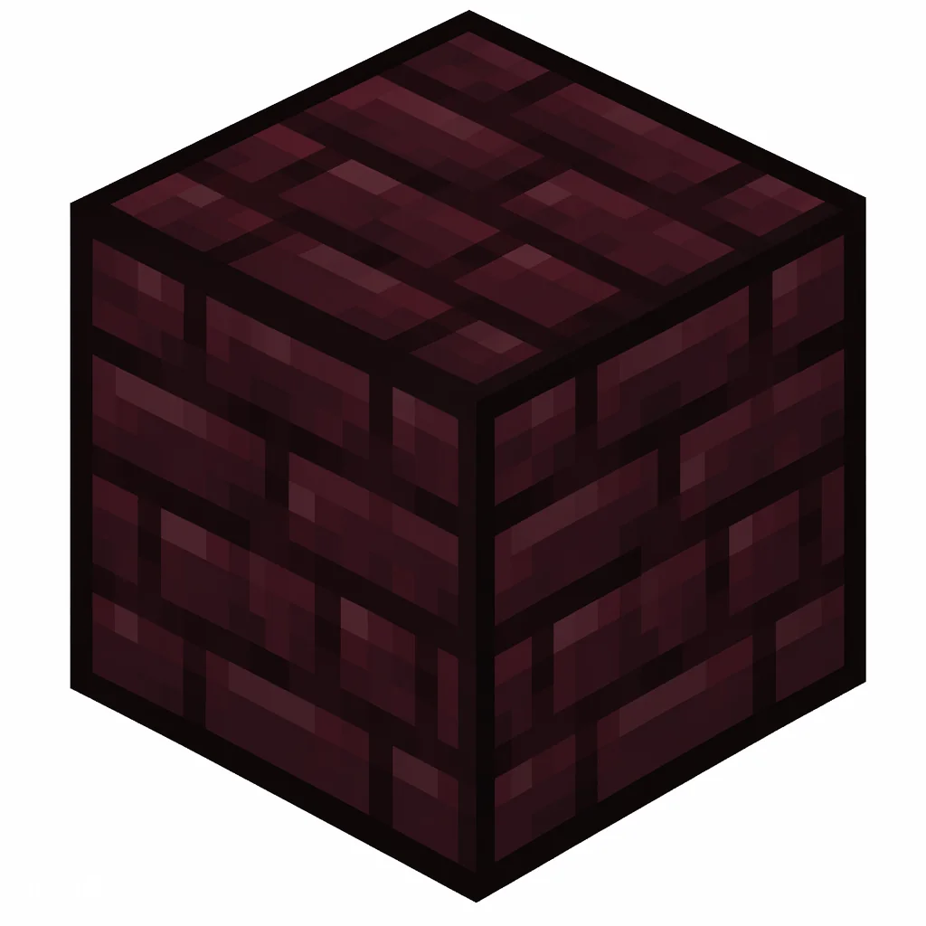 Pixel art illustration of nether bricks, a brick cube block