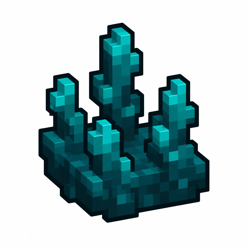 Pixel art illustration of a nether sprouts in chunky voxel game style