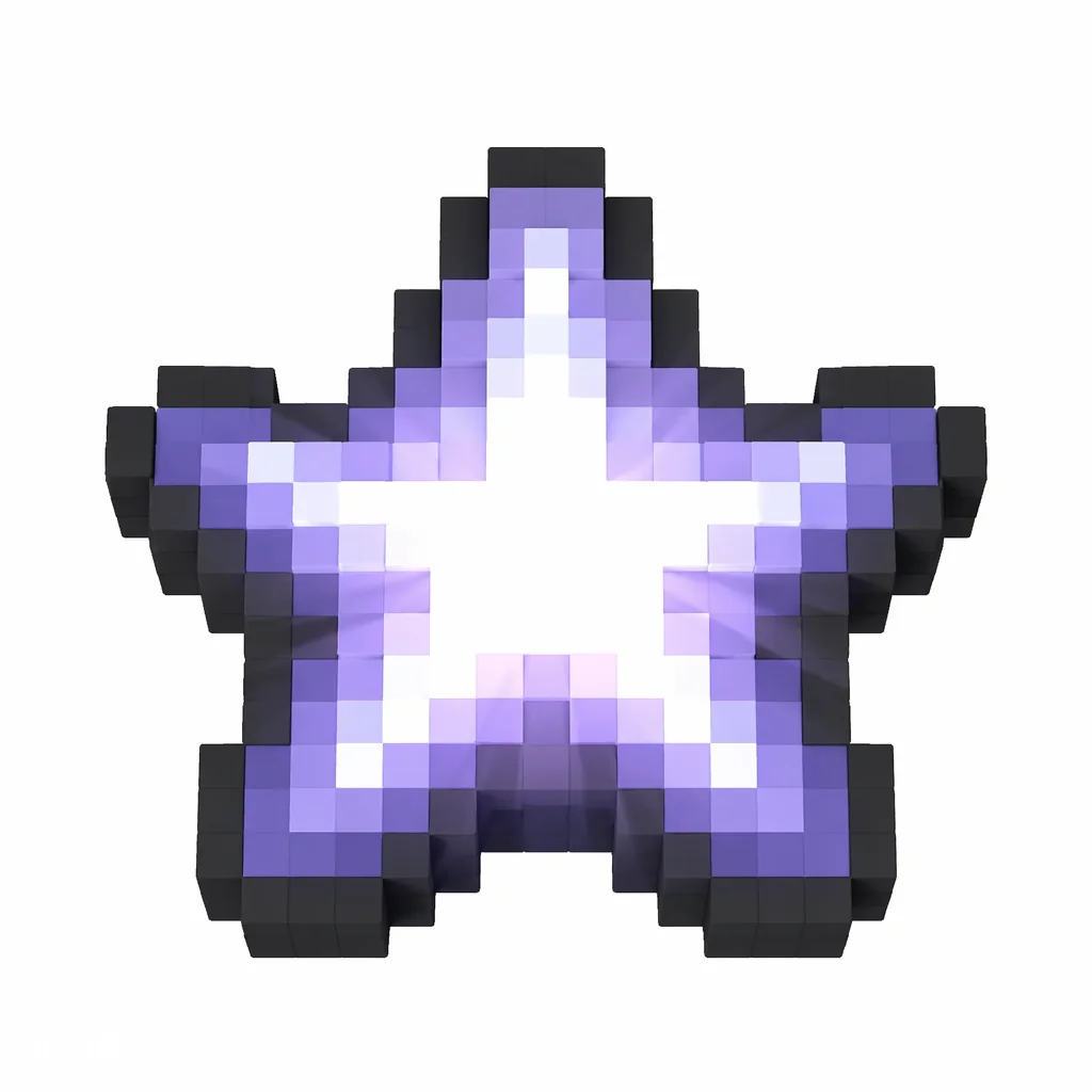 Pixel art illustration of a glowing white nether star radiating soft light