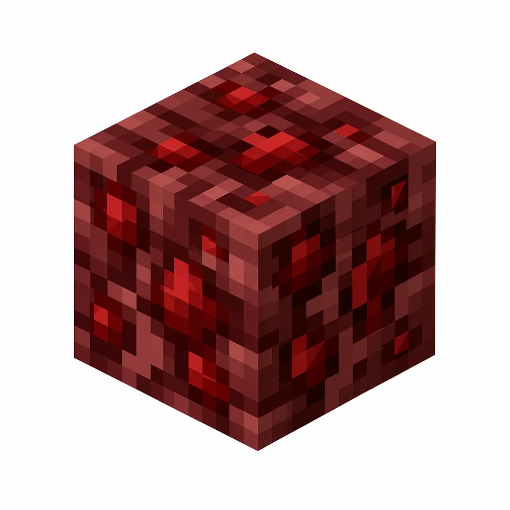 Pixel art illustration of a nether wart block with dark red lumpy growth