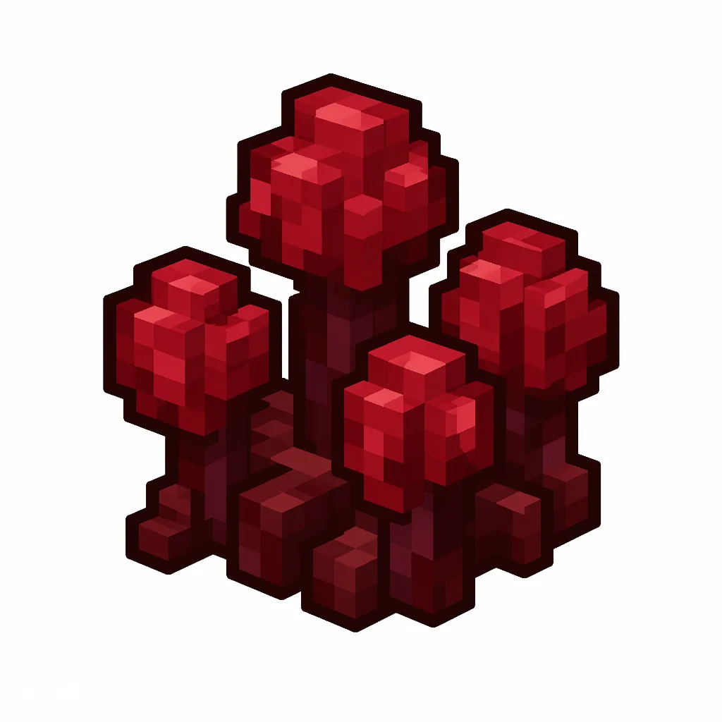 Pixel art illustration of a nether wart in chunky voxel game style