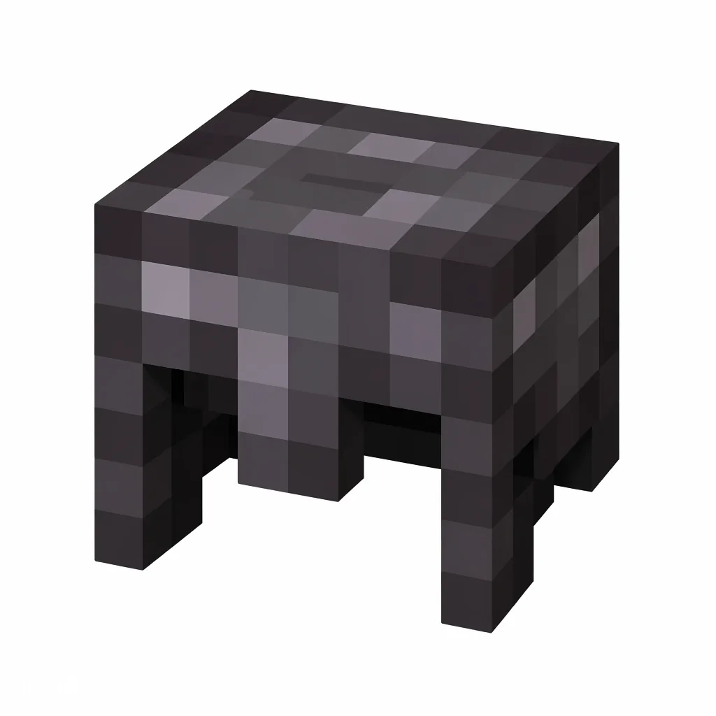 Pixel art illustration of a dark gray-black netherite helmet armor piece