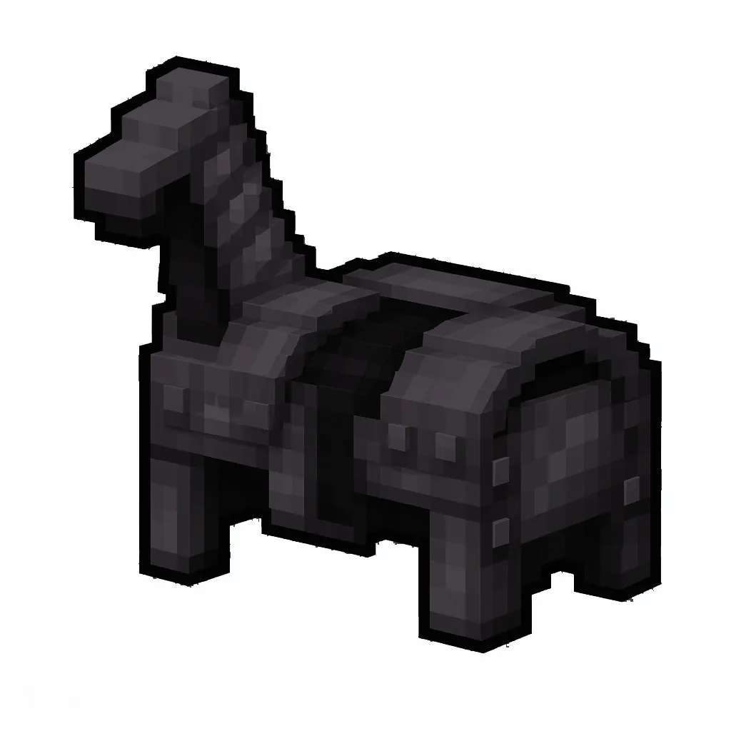 Pixel art illustration of a netherite horse armor on a horse