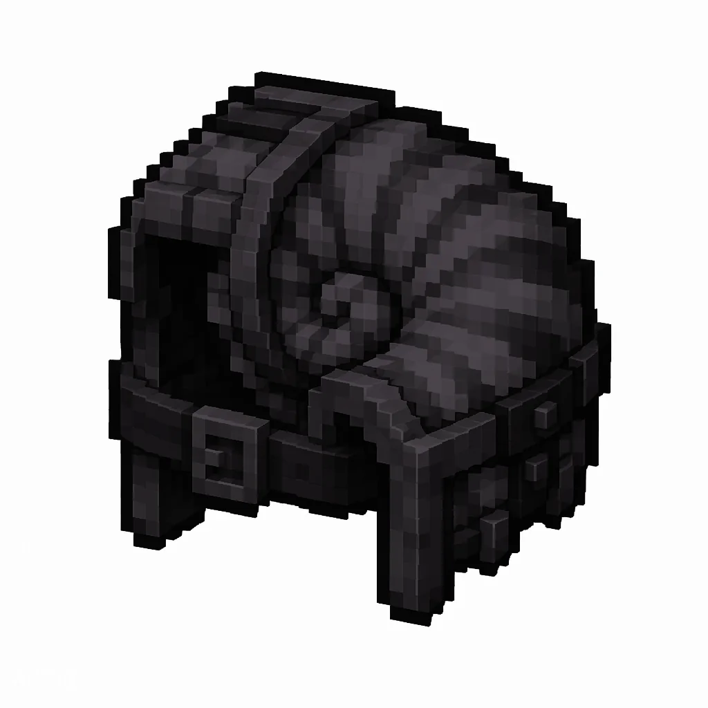 Pixel art illustration of a netherite nautilus armor, a spiral shell armor piece