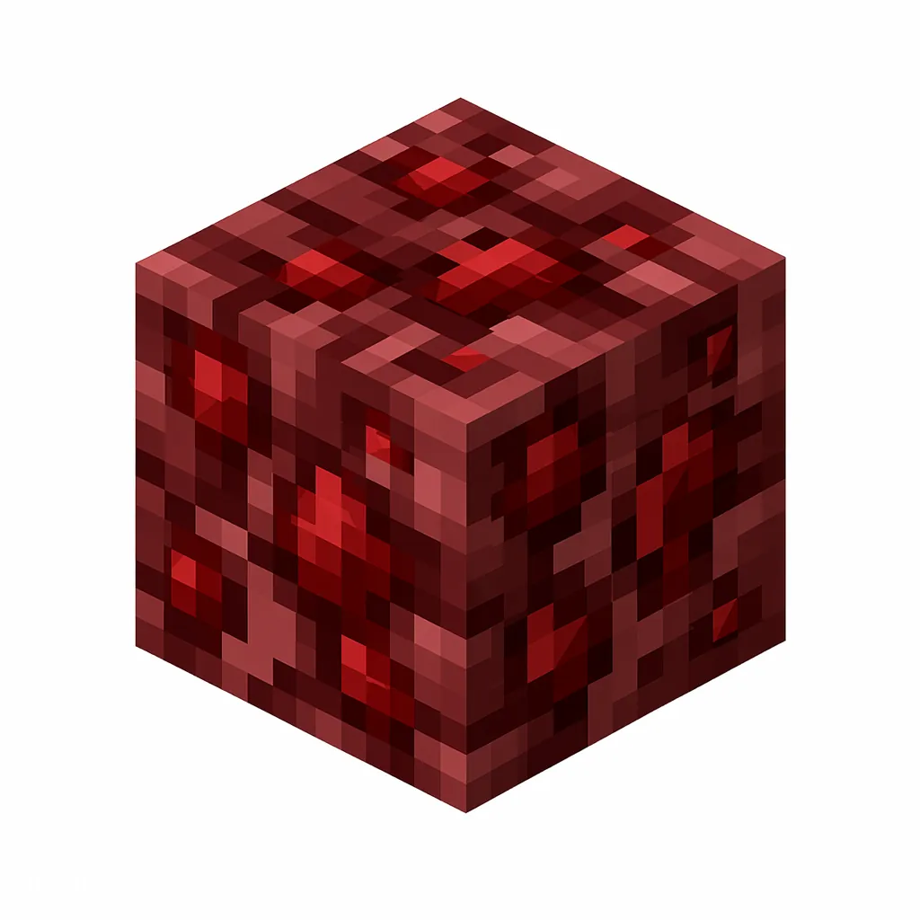 Pixel art illustration of a dark red netherrack block