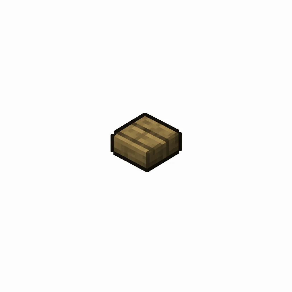 Pixel art illustration of a small chunky oak wood button