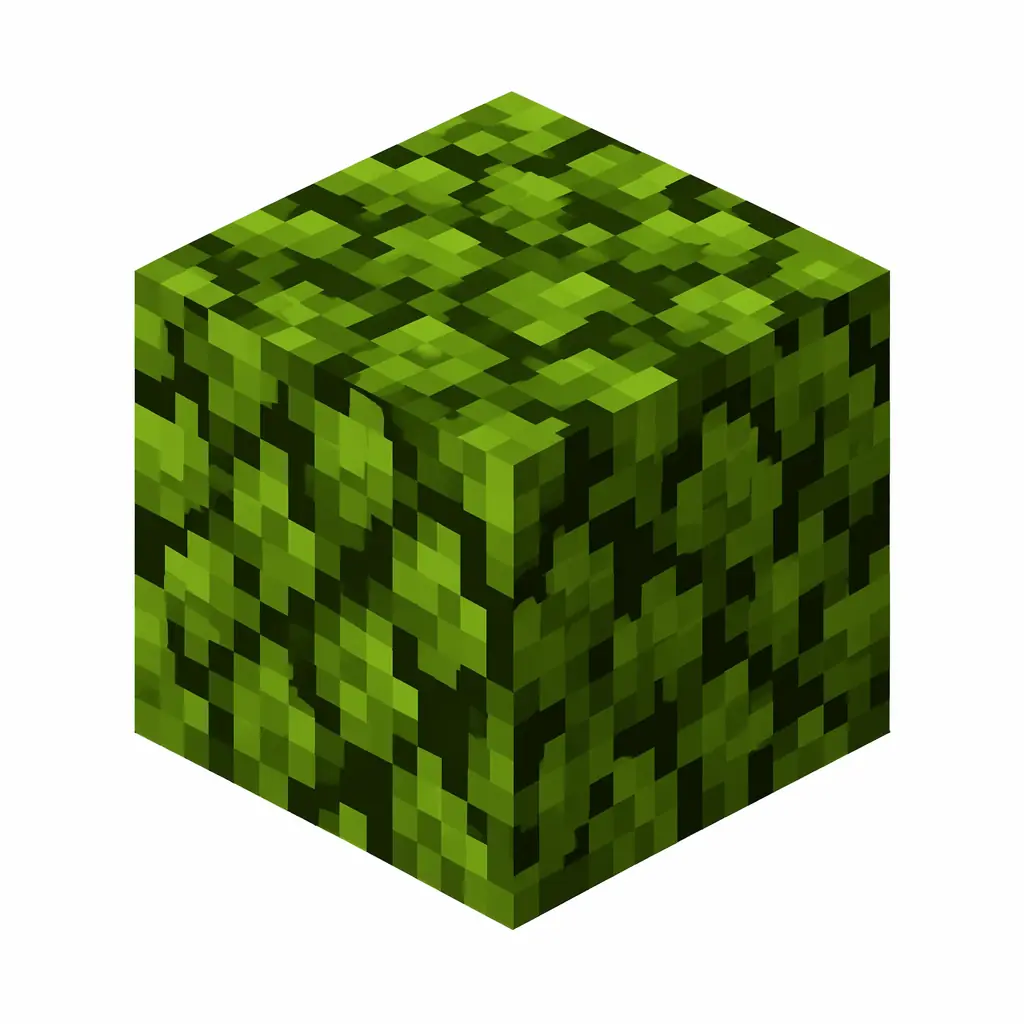 Pixel art illustration of a dense green oak leaves block