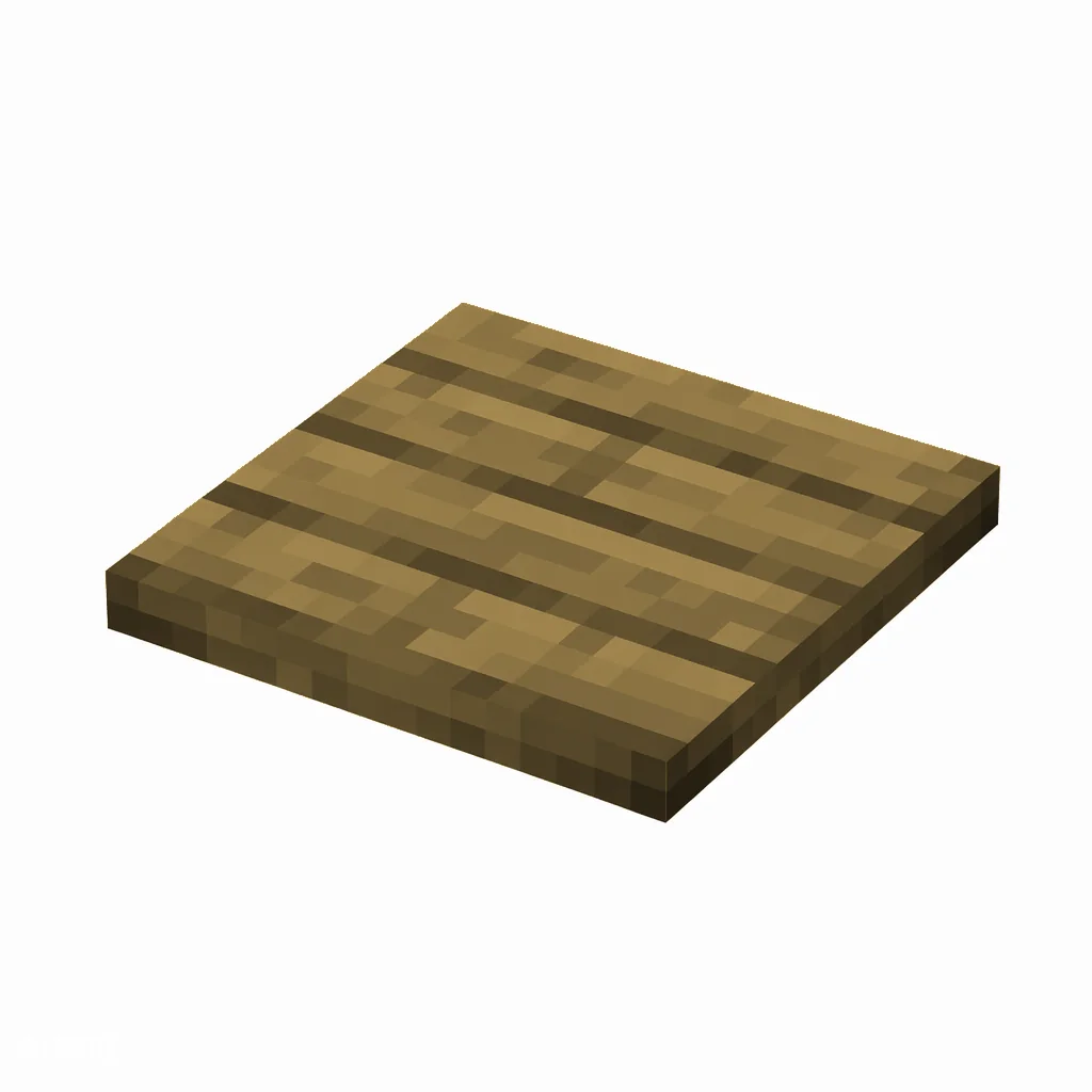 Pixel art illustration of a flat oak wooden slab with visible wood grain