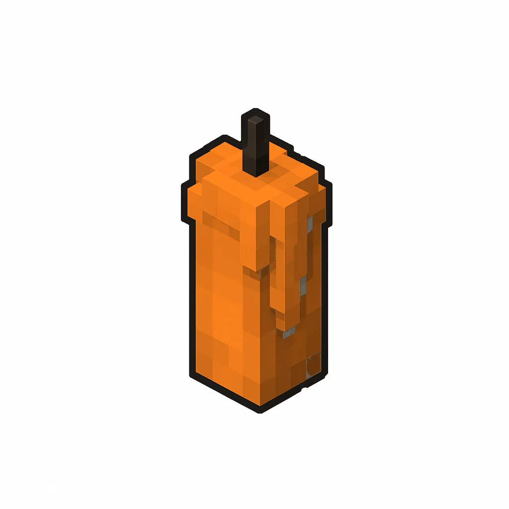 Pixel art illustration of an unlit orange candle with soft wax drips and a dark wick