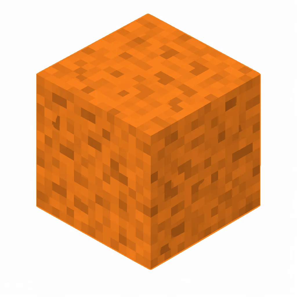 Pixel art illustration of an orange concrete powder block with a grainy powder texture