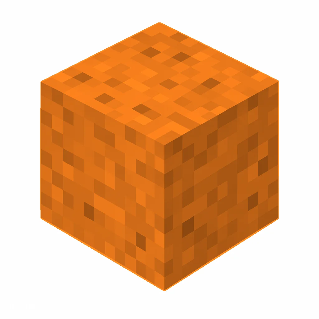Pixel art illustration of a orange concrete block with a fine speckled orange cement texture