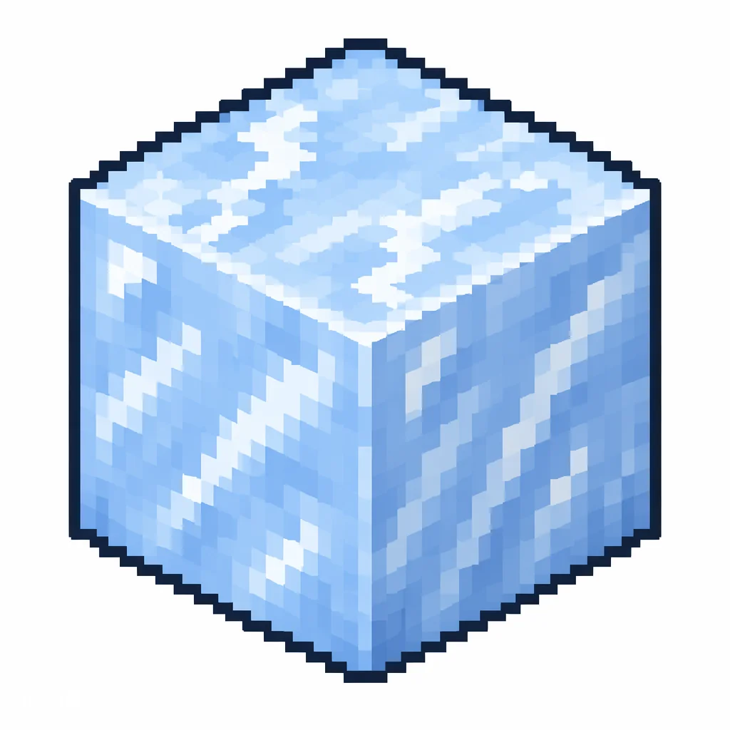 Pixel art illustration of a packed ice in chunky voxel game style