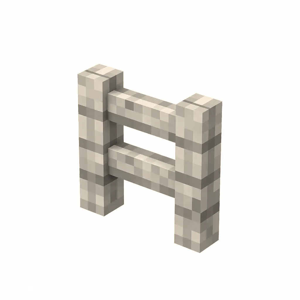 Pixel art illustration of a pale oak wooden fence with two posts and rails