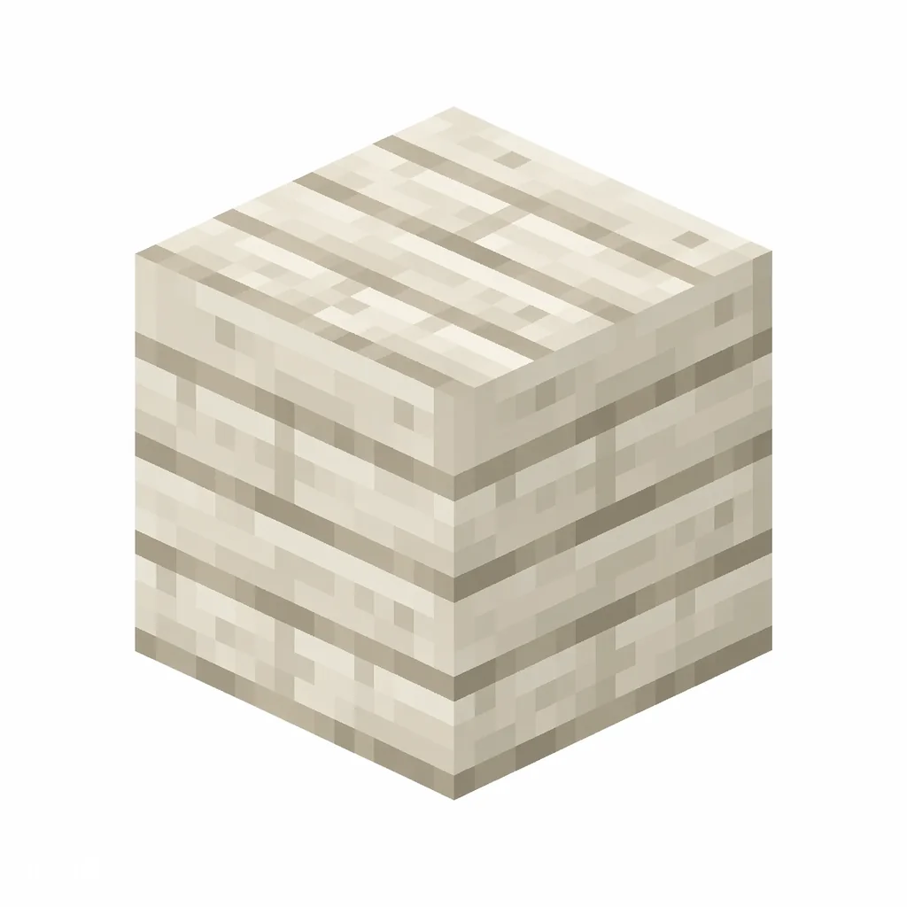 Pixel art illustration of a pale oak planks block with pale off-white boards