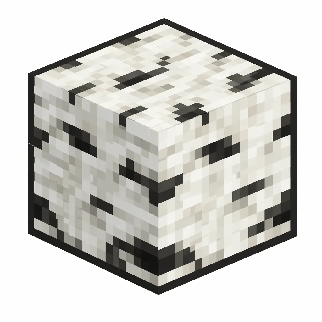 Pixel art illustration of a pale oak wood block with bark on all six faces
