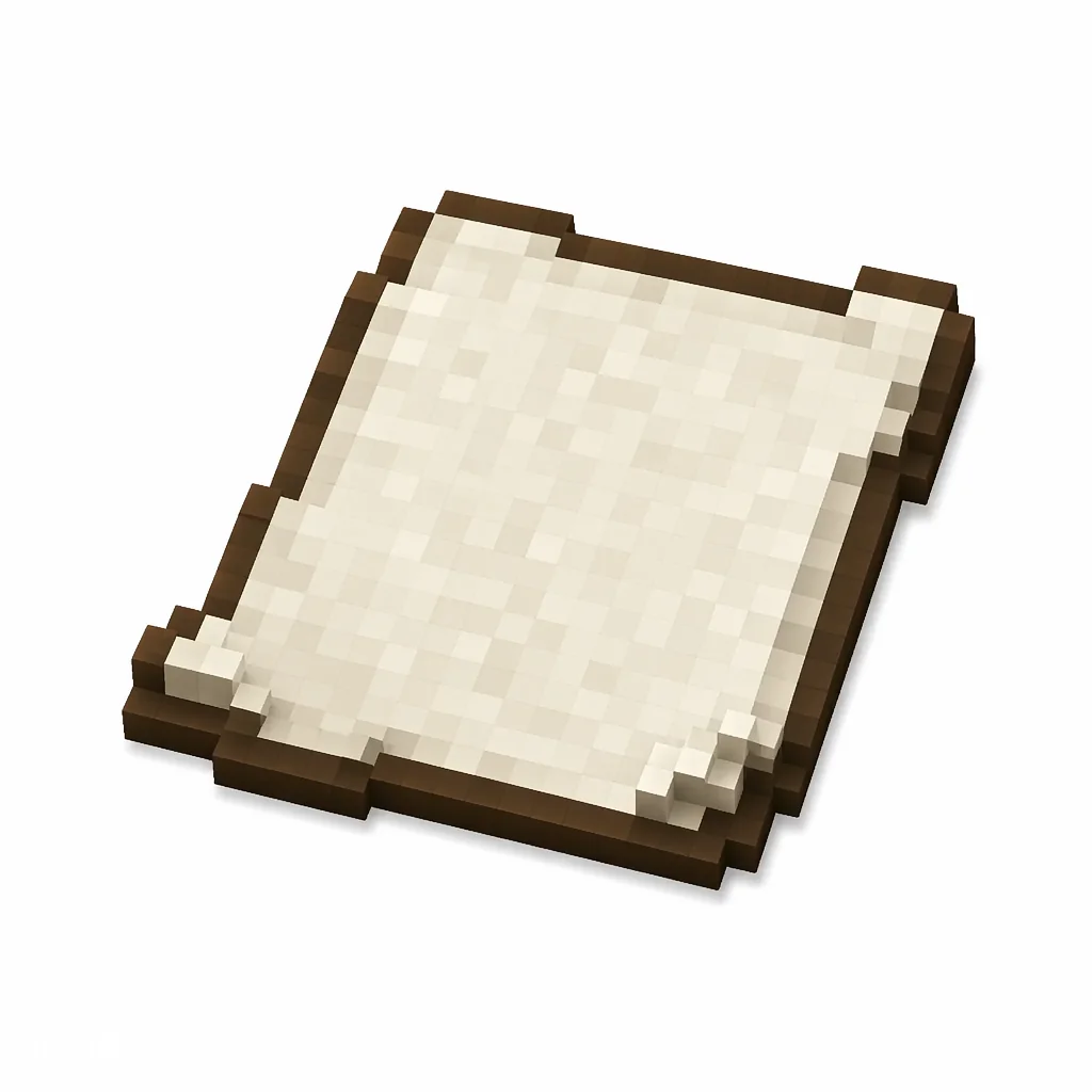 Pixel art illustration of a single sheet of white paper