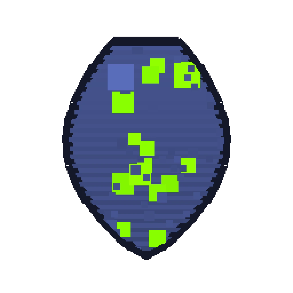 Pixel art illustration of a Phantom Spawn Egg with a two-tone speckled shell