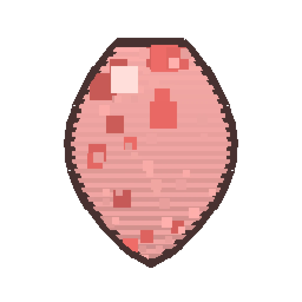 Pixel art illustration of a Pig Spawn Egg with a two-tone speckled shell