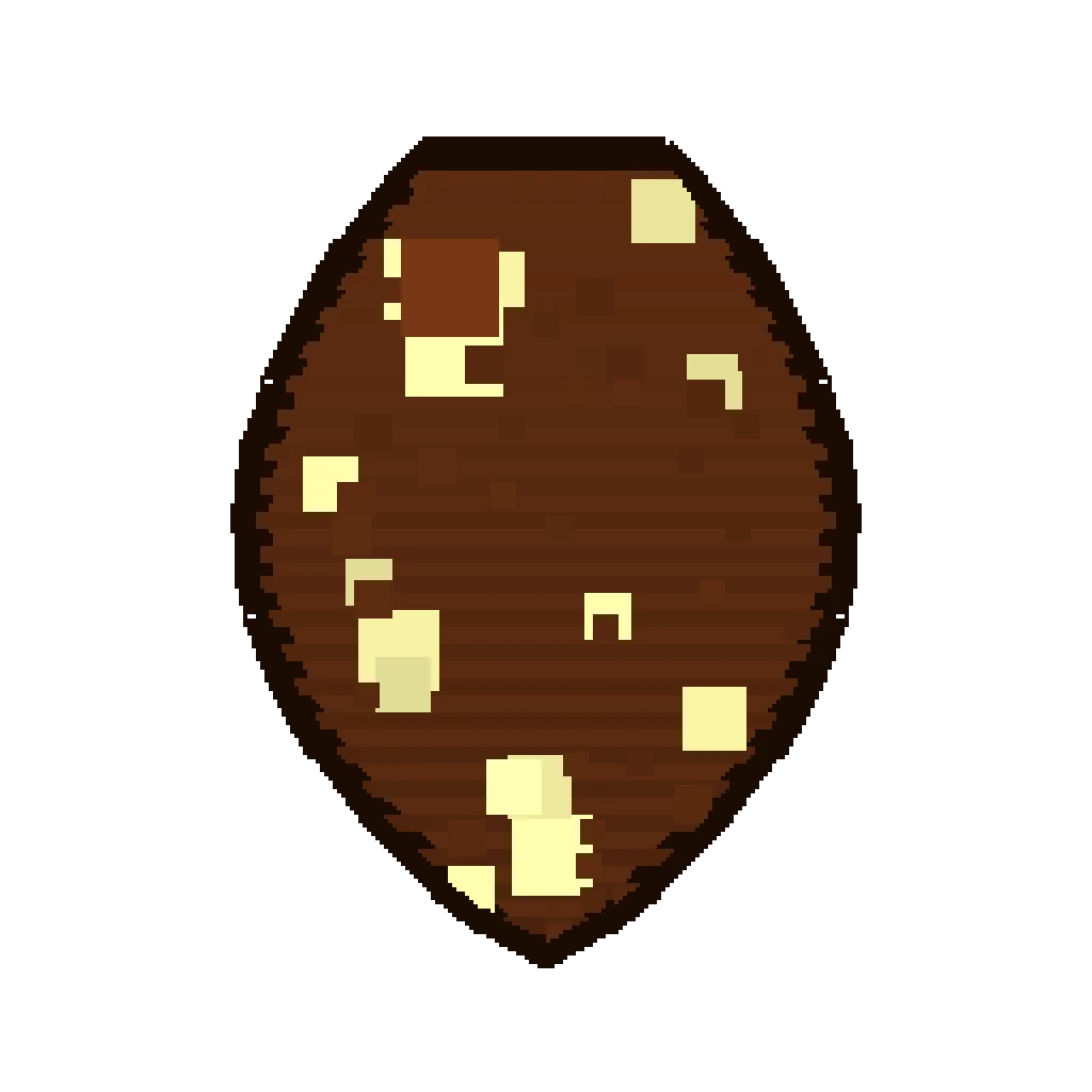 Pixel art illustration of a Piglin Brute Spawn Egg with a two-tone speckled shell