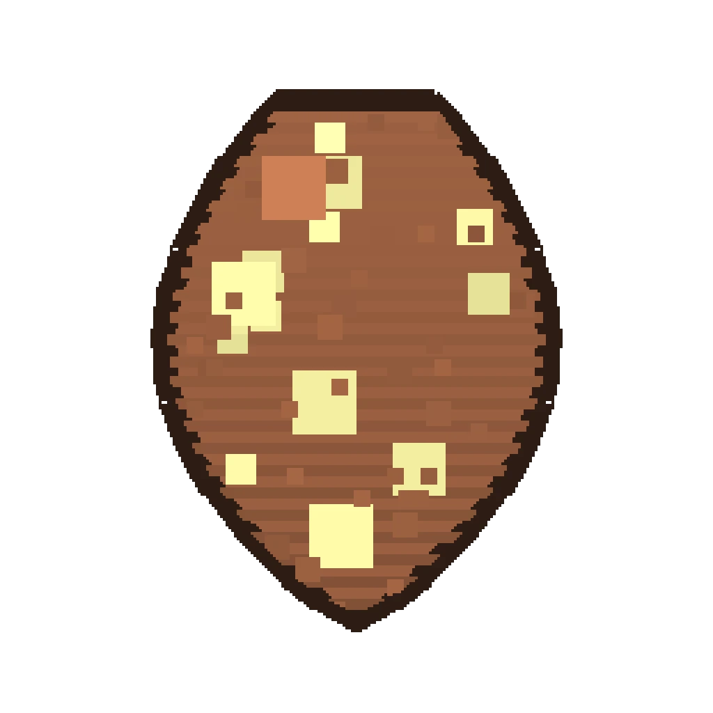 Pixel art illustration of a Piglin Spawn Egg with a two-tone speckled shell