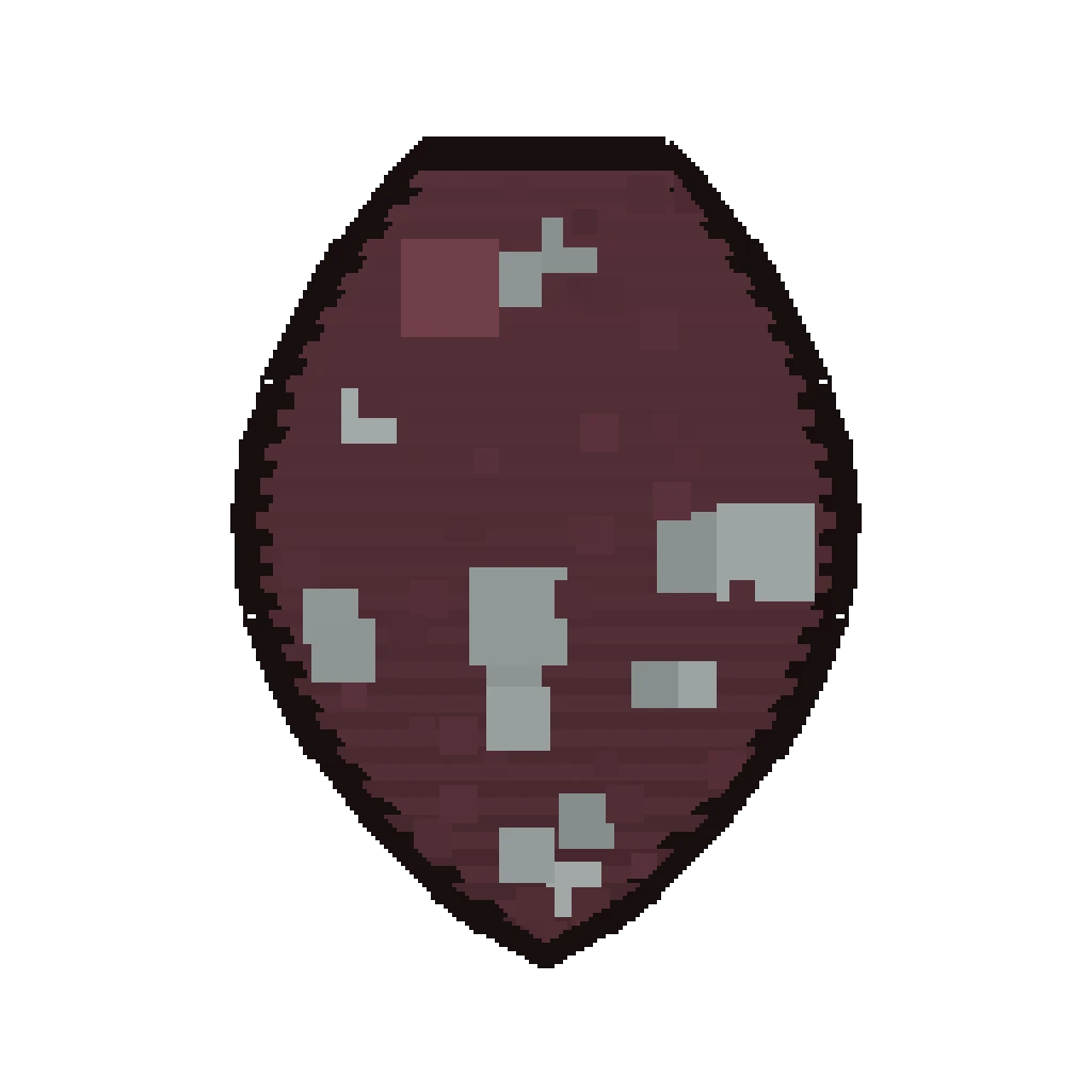Pixel art illustration of a Pillager Spawn Egg with a two-tone speckled shell