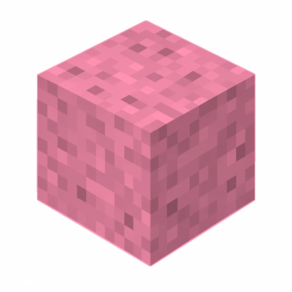 Pixel art illustration of a pink concrete block with a fine speckled pink cement texture