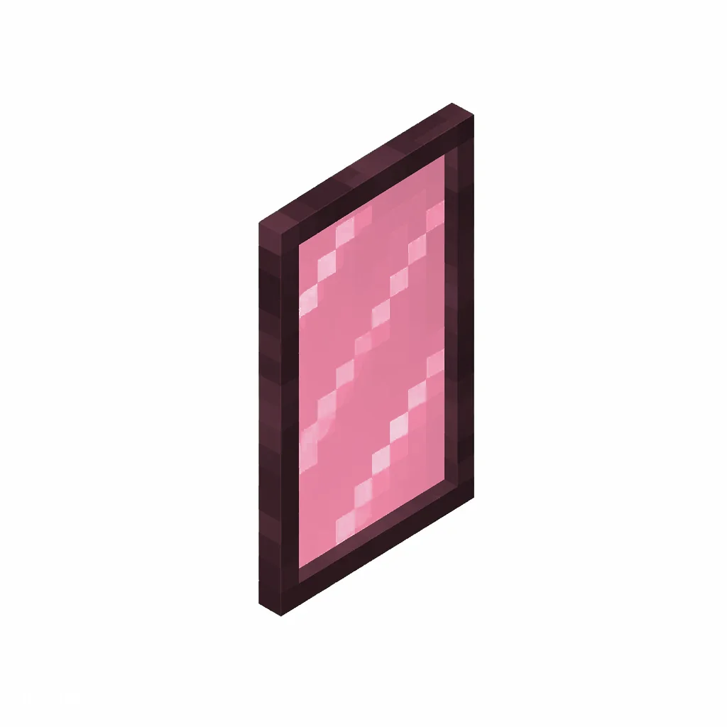 Pixel art illustration of a pink stained glass pane, a thin tinted transparent panel