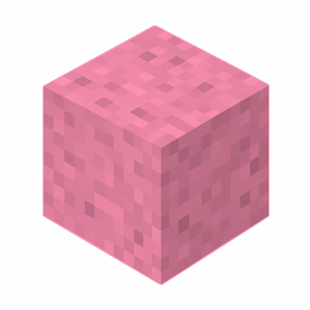 Pixel art illustration of a pink terracotta block with a smooth matte pink clay texture