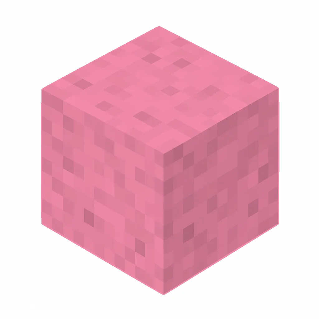Pixel art illustration of a pink wool block with dense pink wool fibers
