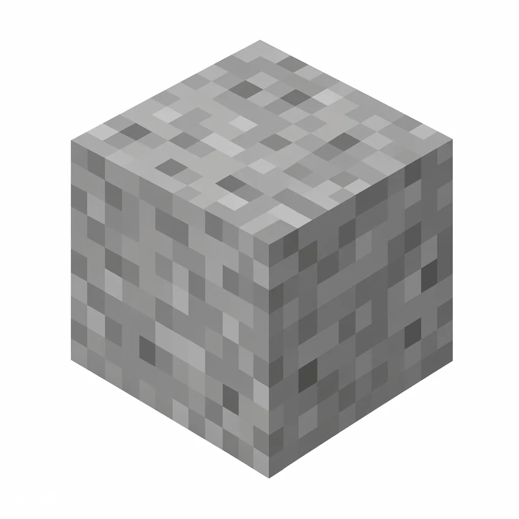 Pixel art illustration of a polished andesite block with a smooth medium gray checker pattern