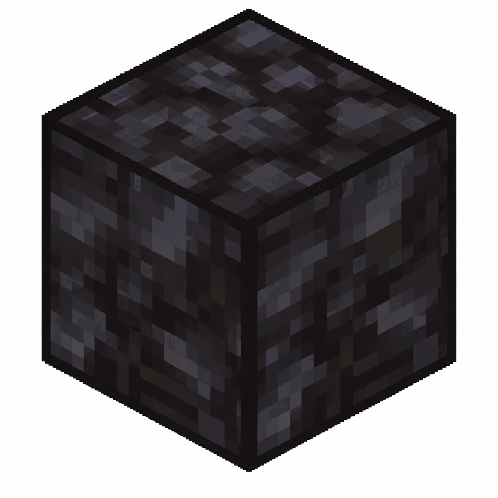 Pixel art illustration of a polished blackstone in chunky voxel game style