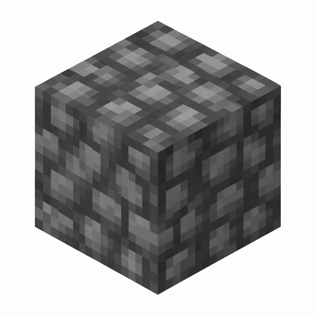 Pixel art illustration of a polished deepslate block with smooth dark gray stone faces