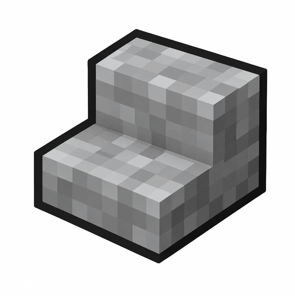 Pixel art illustration of a polished diorite stairs, an L-shaped staircase block