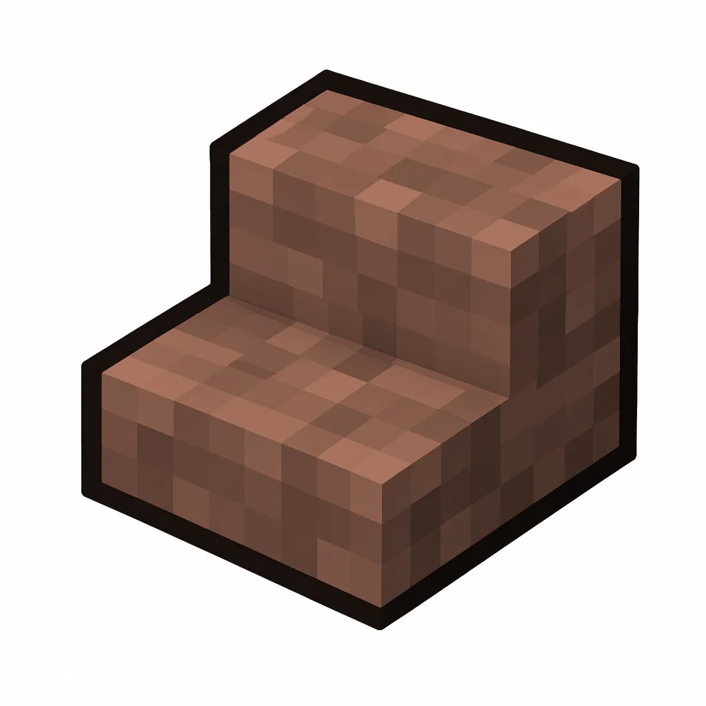 Pixel art illustration of a polished granite stairs, an L-shaped staircase block