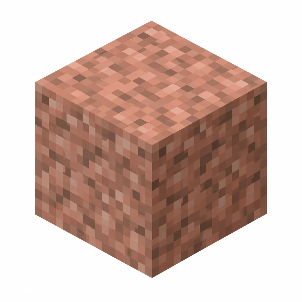 Pixel art illustration of a polished granite block with a smooth pinkish-brown checker pattern