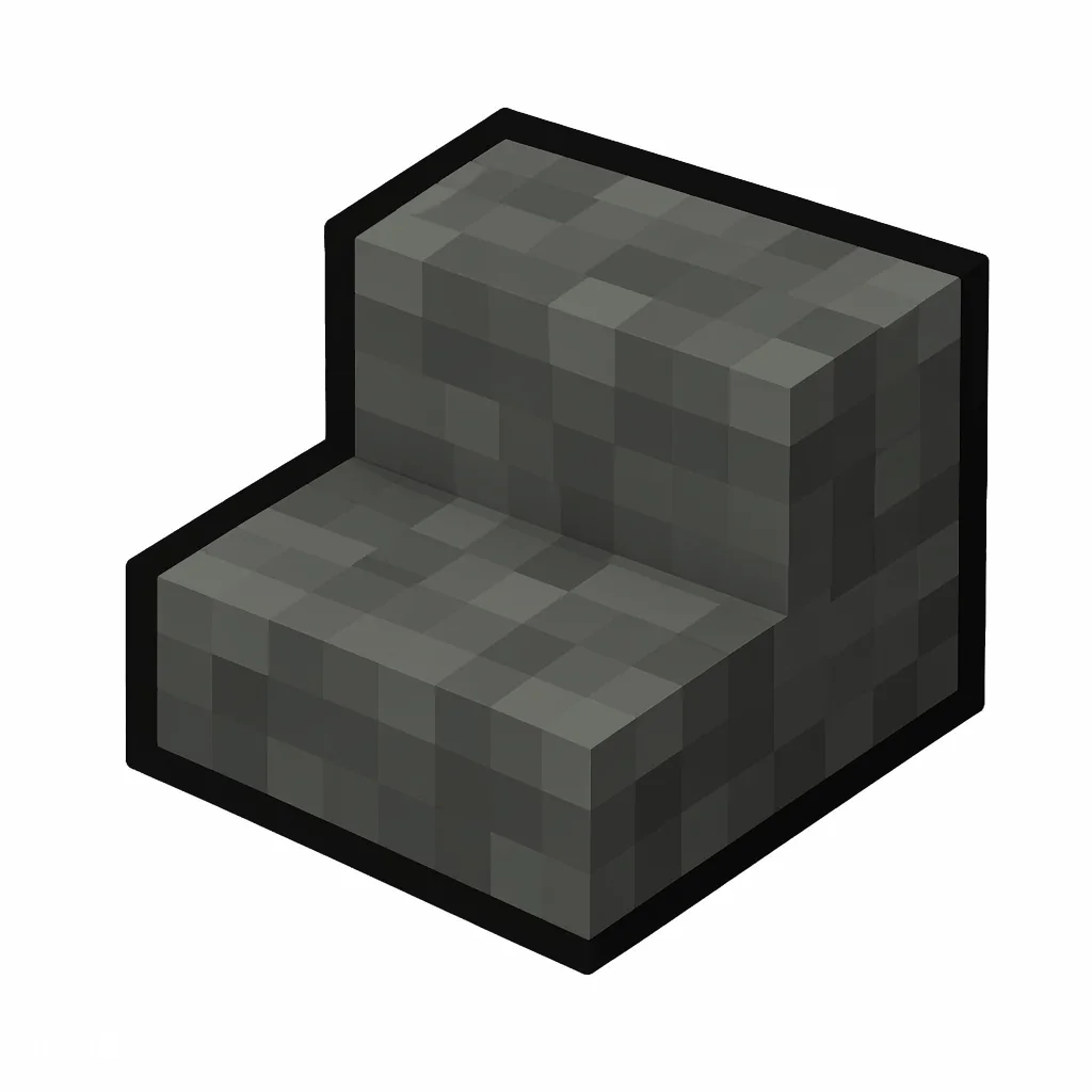 Pixel art illustration of a polished tuff stairs, an L-shaped staircase block