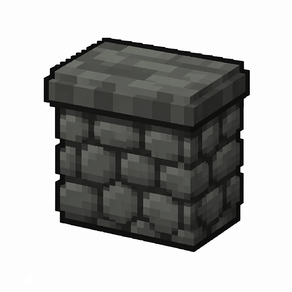 Pixel art illustration of a polished tuff wall, a short sturdy wall pillar