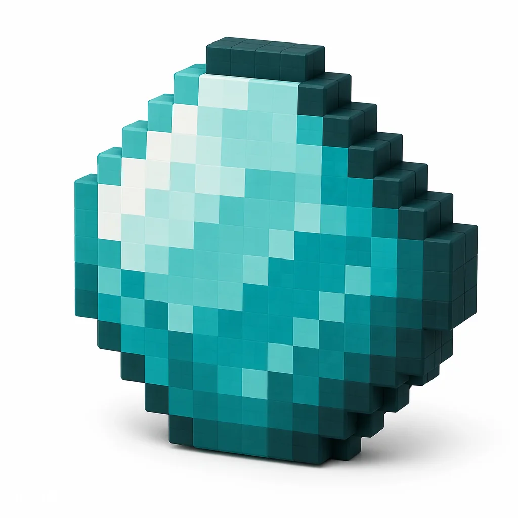 Pixel art illustration of a teal sea-green prismarine shard