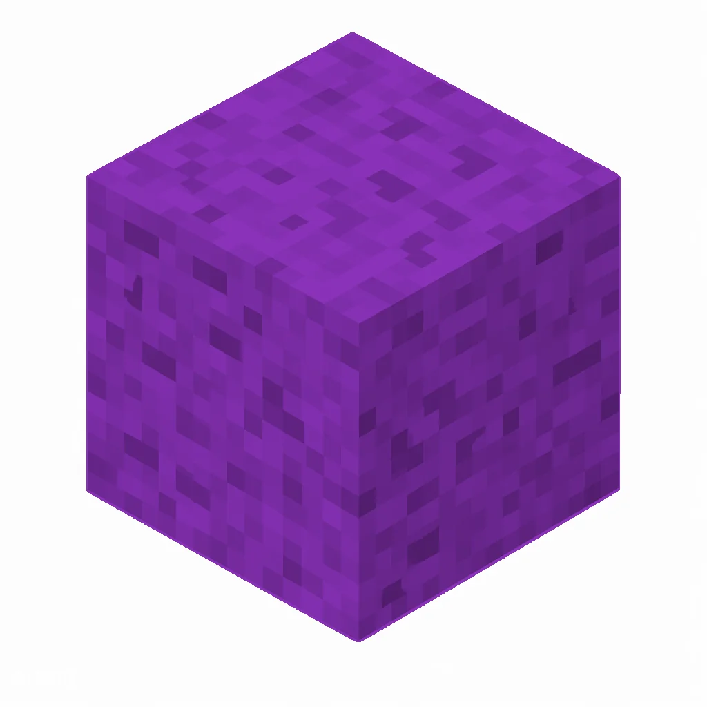 Pixel art illustration of a purple concrete powder block with a grainy powder texture