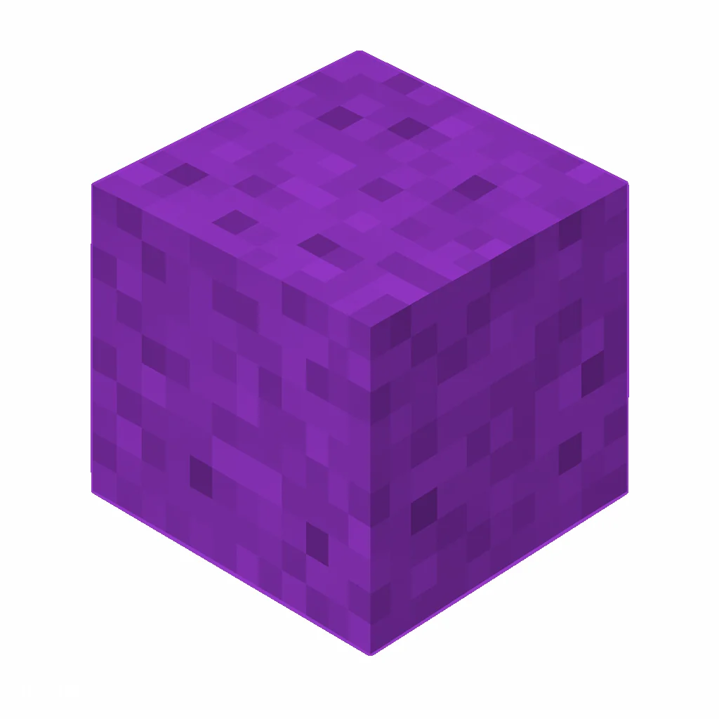 Pixel art illustration of a purple concrete block with a fine speckled purple cement texture