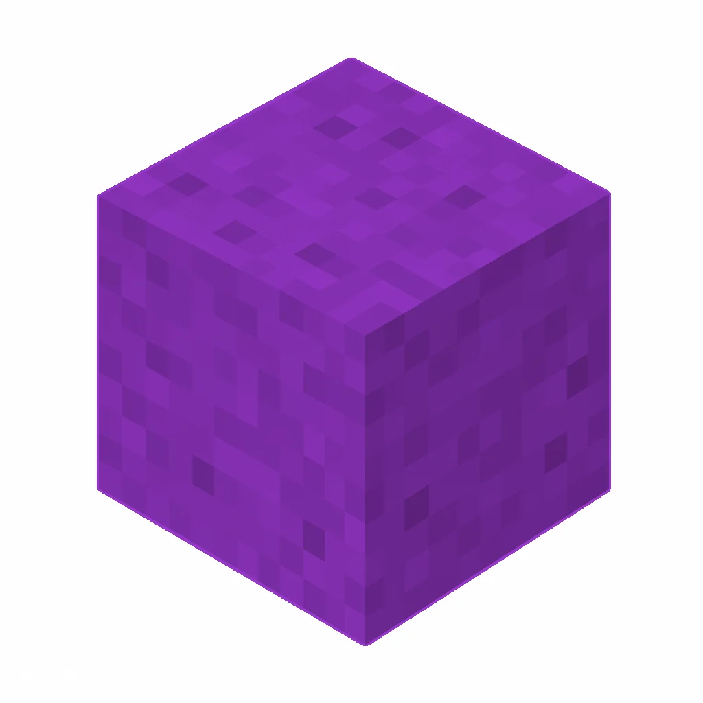 Pixel art illustration of a purple terracotta block with a smooth matte purple clay texture