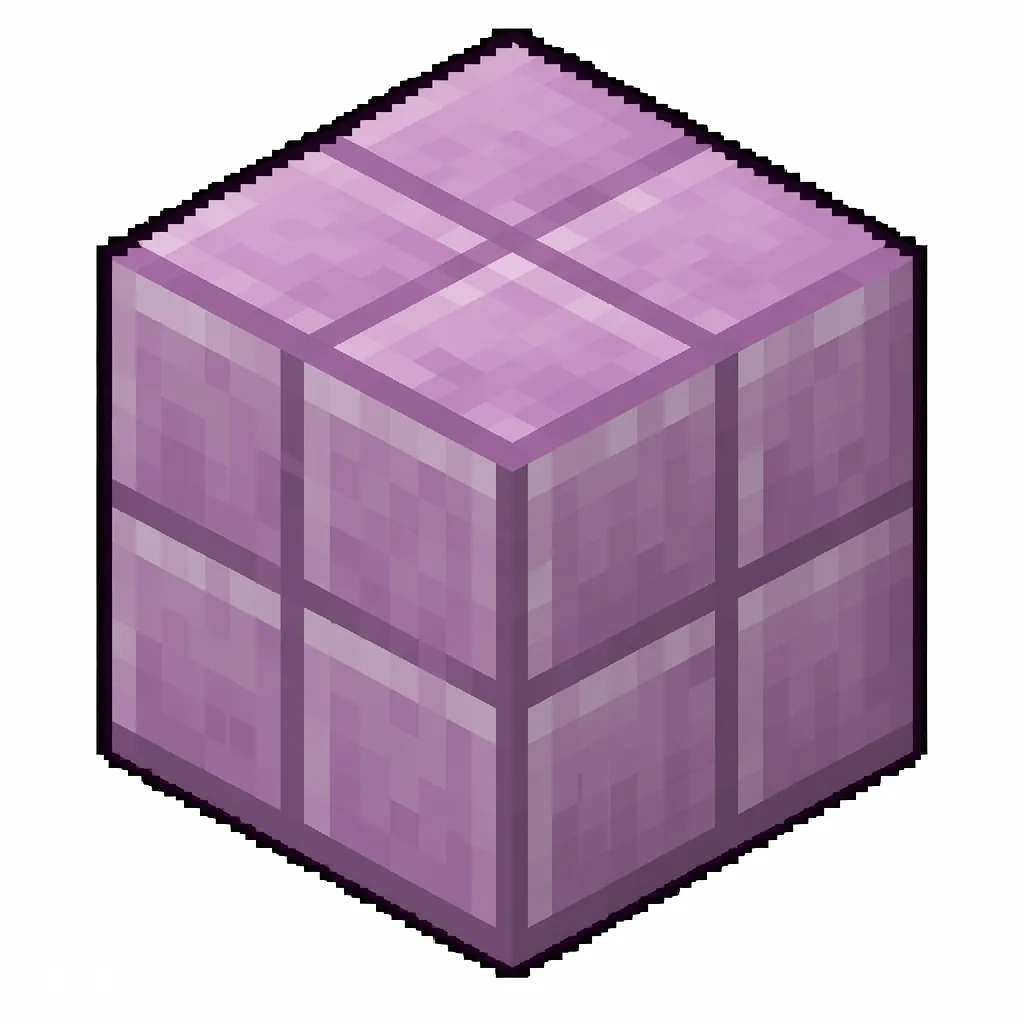 Pixel art illustration of a purpur block in chunky voxel game style