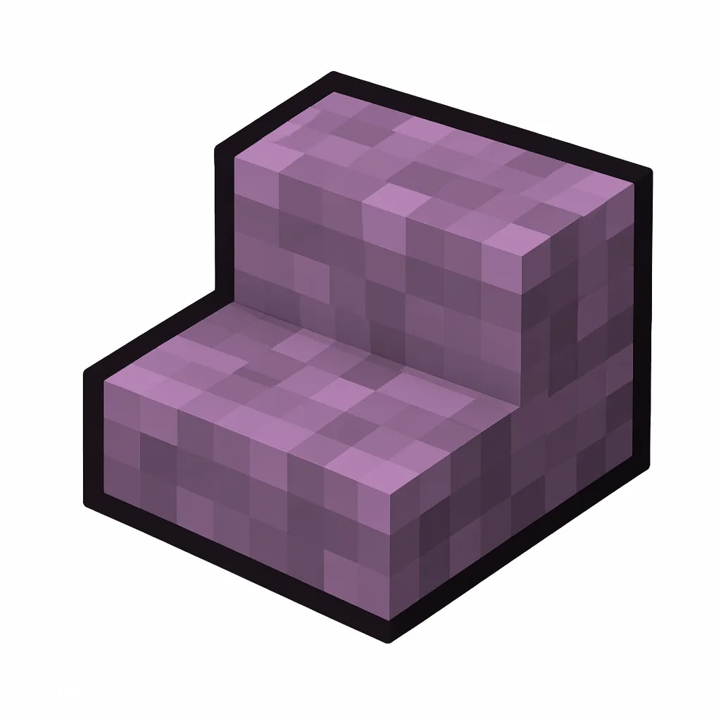 Pixel art illustration of a purpur stairs, an L-shaped staircase block