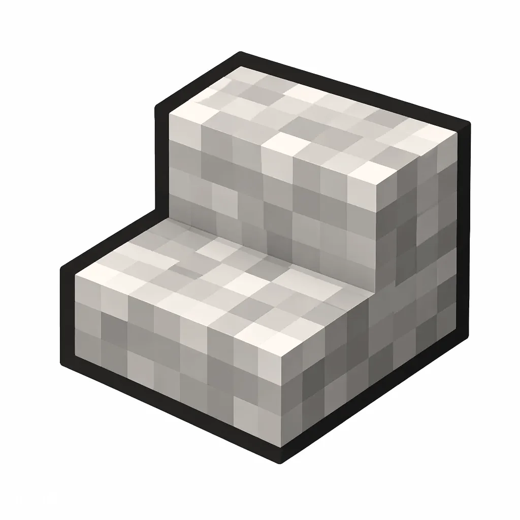 Pixel art illustration of a quartz stairs, an L-shaped staircase block