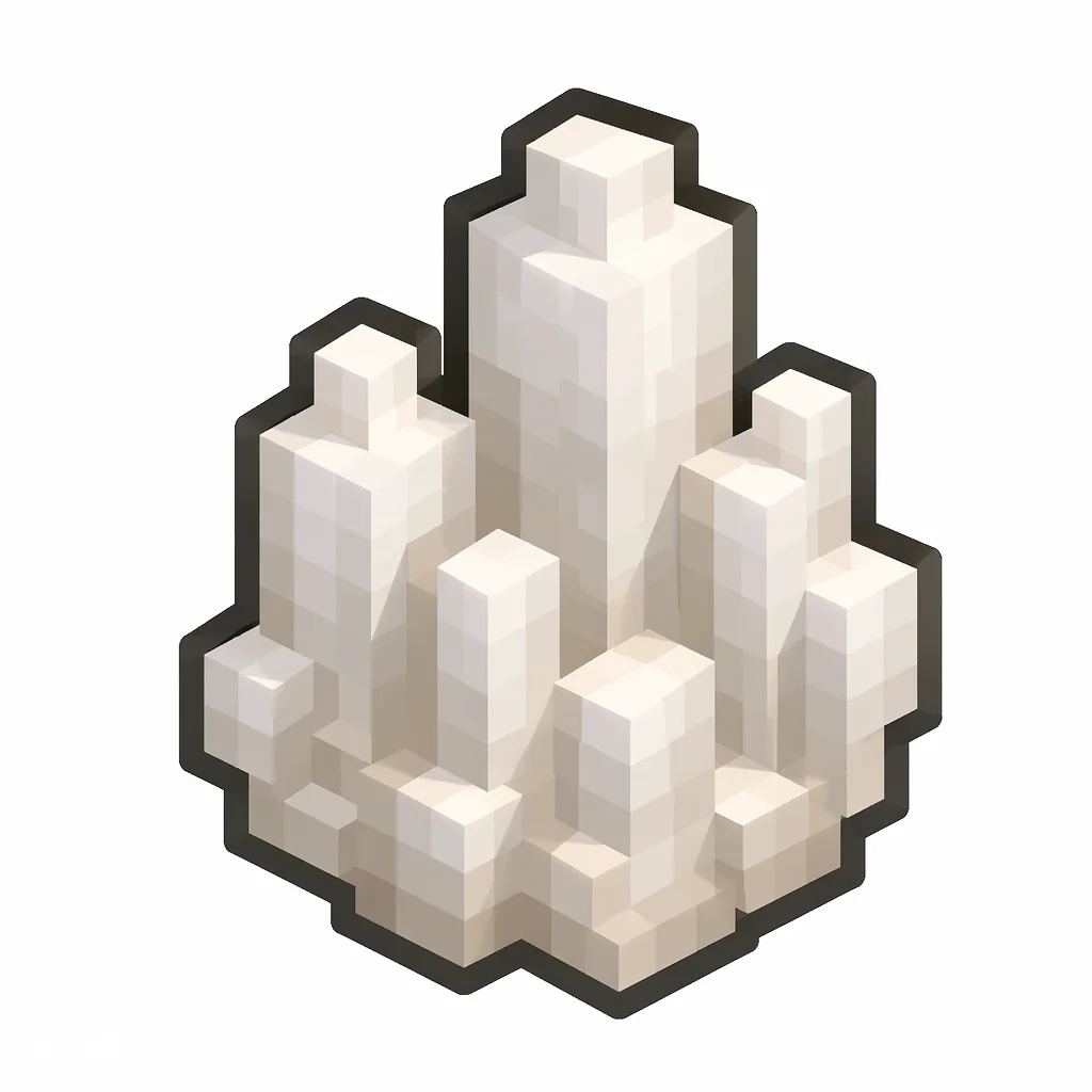 Pixel art illustration of a milky white nether quartz crystal